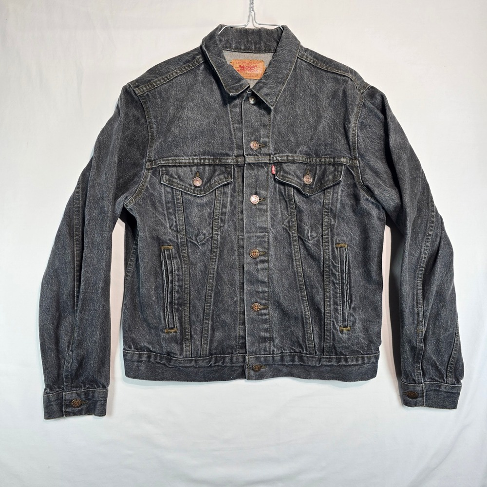 Vintage Levis 70506 0259 Black Denim Trucker Jacket Made in USA Size 42